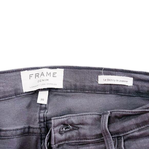 Frame Le Skinny De Jeanne St. Quintin Shred Black Denim Jeans Ripped SZ30 - Picture 5 of 9